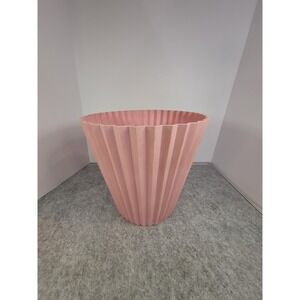 Vintage Fesco 4836 Pink Pleated Wastebasket Fluted Plastic Trash Can Made in USA